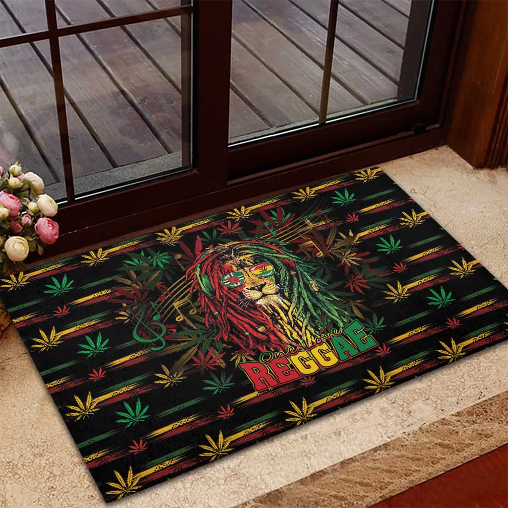 Dominica One Love Reggae Lion Rubber Doormat Caribbean Reggae Spirit