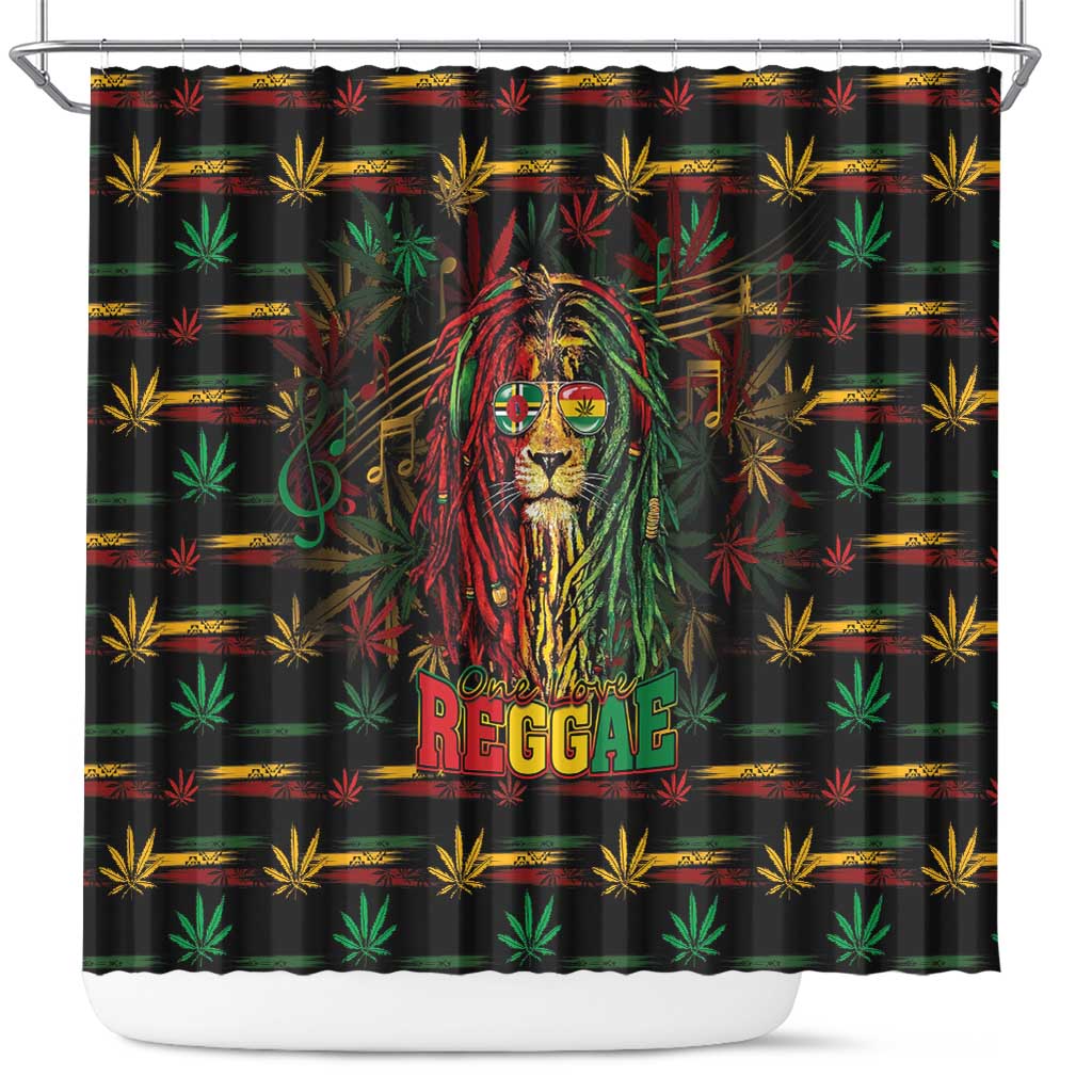 Dominica One Love Reggae Lion Shower Curtain Caribbean Reggae Spirit