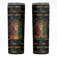 Personalized Dominica One Love Reggae Lion Skinny Tumbler Caribbean Reggae Spirit