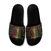 Dominica One Love Reggae Lion Slide Sandals Caribbean Reggae Spirit