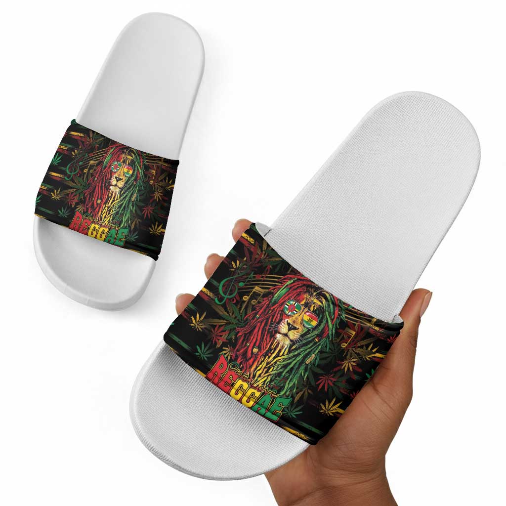 Dominica One Love Reggae Lion Slide Sandals Caribbean Reggae Spirit