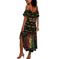Personalized Dominica One Love Reggae Lion Summer Maxi Dress Caribbean Reggae Spirit