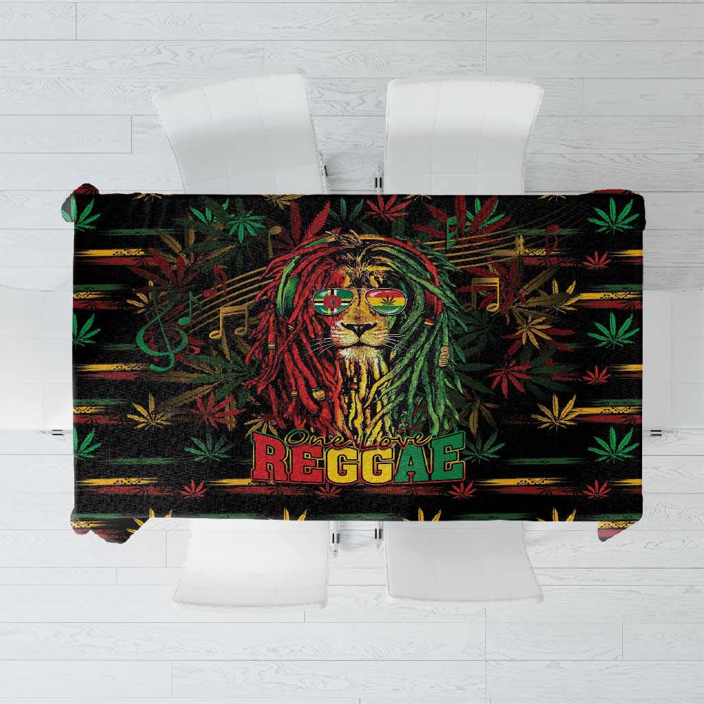 Dominica One Love Reggae Lion Tablecloth Caribbean Reggae Spirit