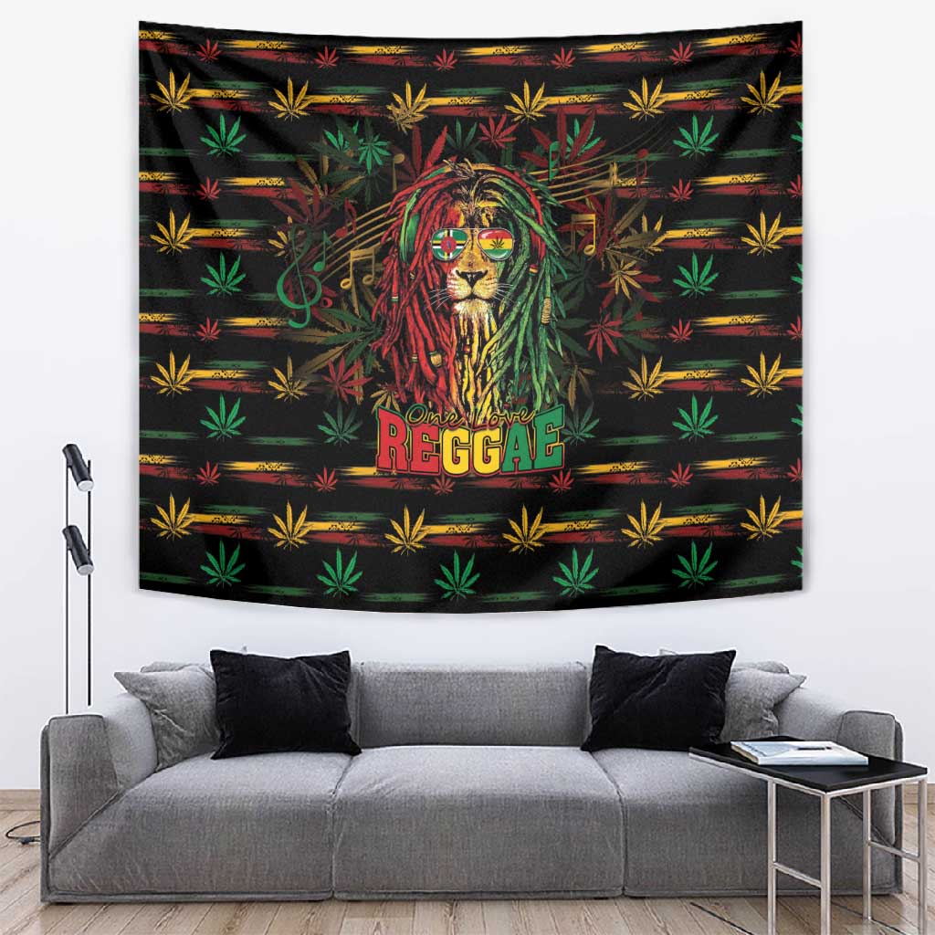 Dominica One Love Reggae Lion Tapestry Caribbean Reggae Spirit