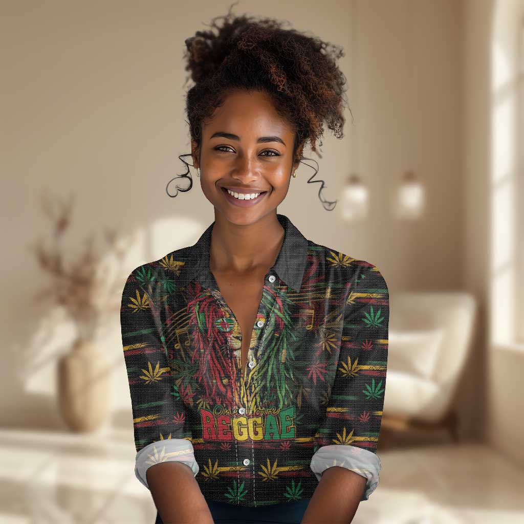 Personalized Dominica One Love Reggae Lion Women Casual Shirt Caribbean Reggae Spirit