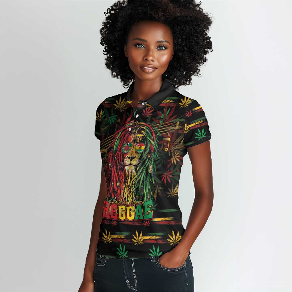 Personalized Dominica One Love Reggae Lion Women Polo Shirt Caribbean Reggae Spirit