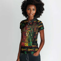 Personalized Dominica One Love Reggae Lion Women Polo Shirt Caribbean Reggae Spirit