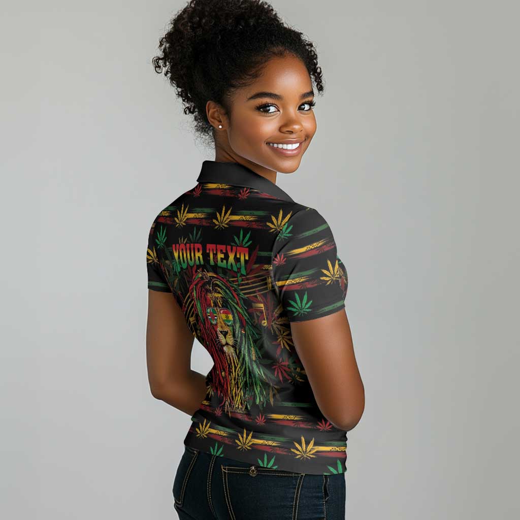 Personalized Dominica One Love Reggae Lion Women Polo Shirt Caribbean Reggae Spirit