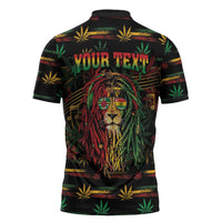 Personalized Dominica One Love Reggae Lion Zipper Polo Shirt Caribbean Reggae Spirit
