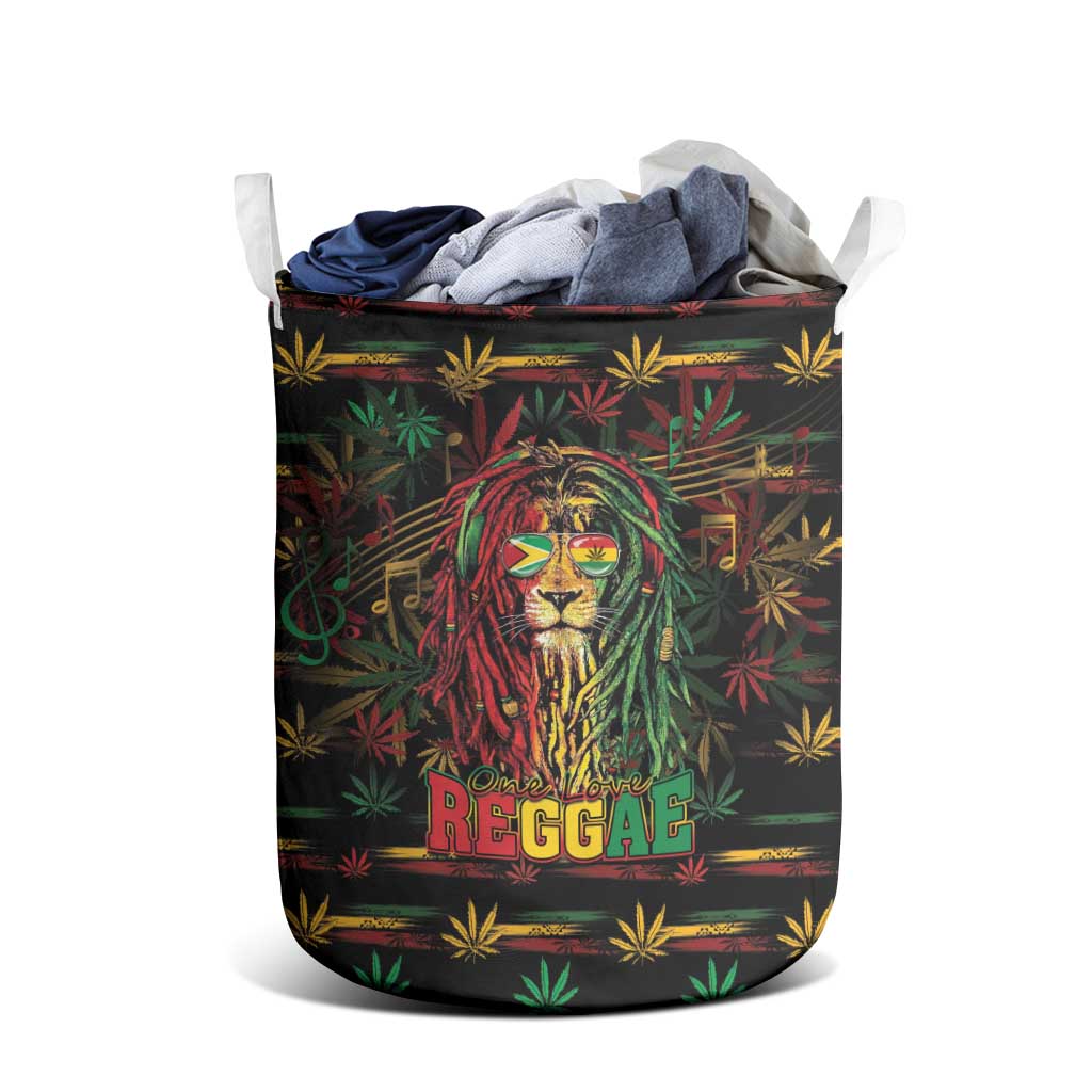 Guyana One Love Reggae Lion Laundry Basket Caribbean Reggae Spirit
