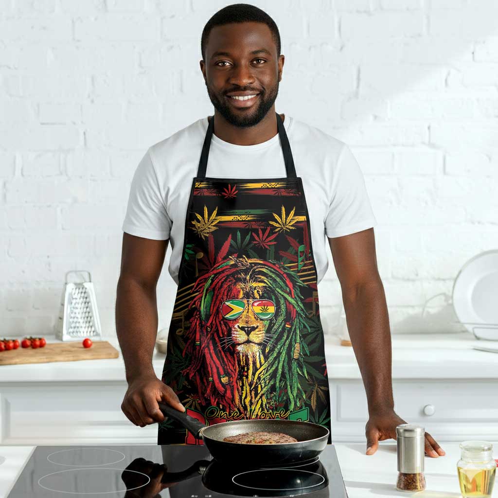 Guyana One Love Reggae Lion Apron Caribbean Reggae Spirit