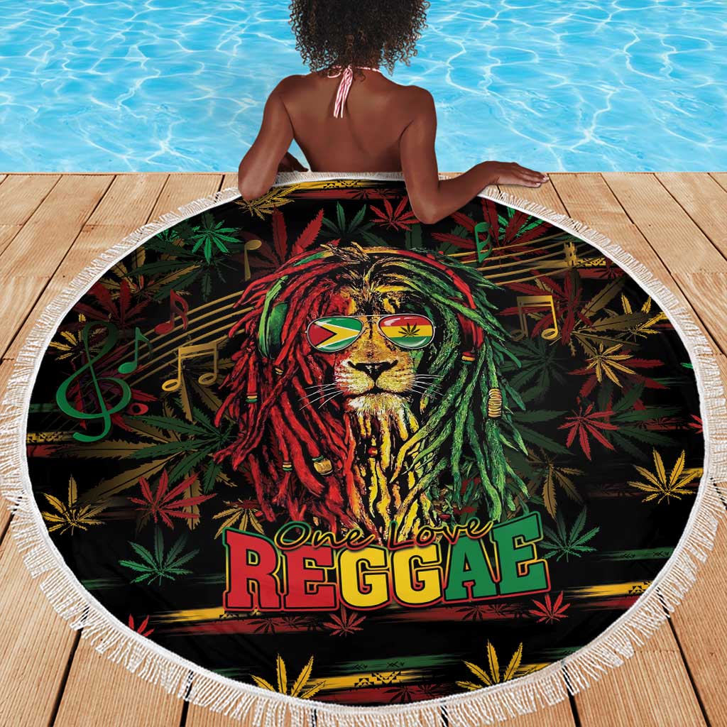 Guyana One Love Reggae Lion Beach Blanket Caribbean Reggae Spirit
