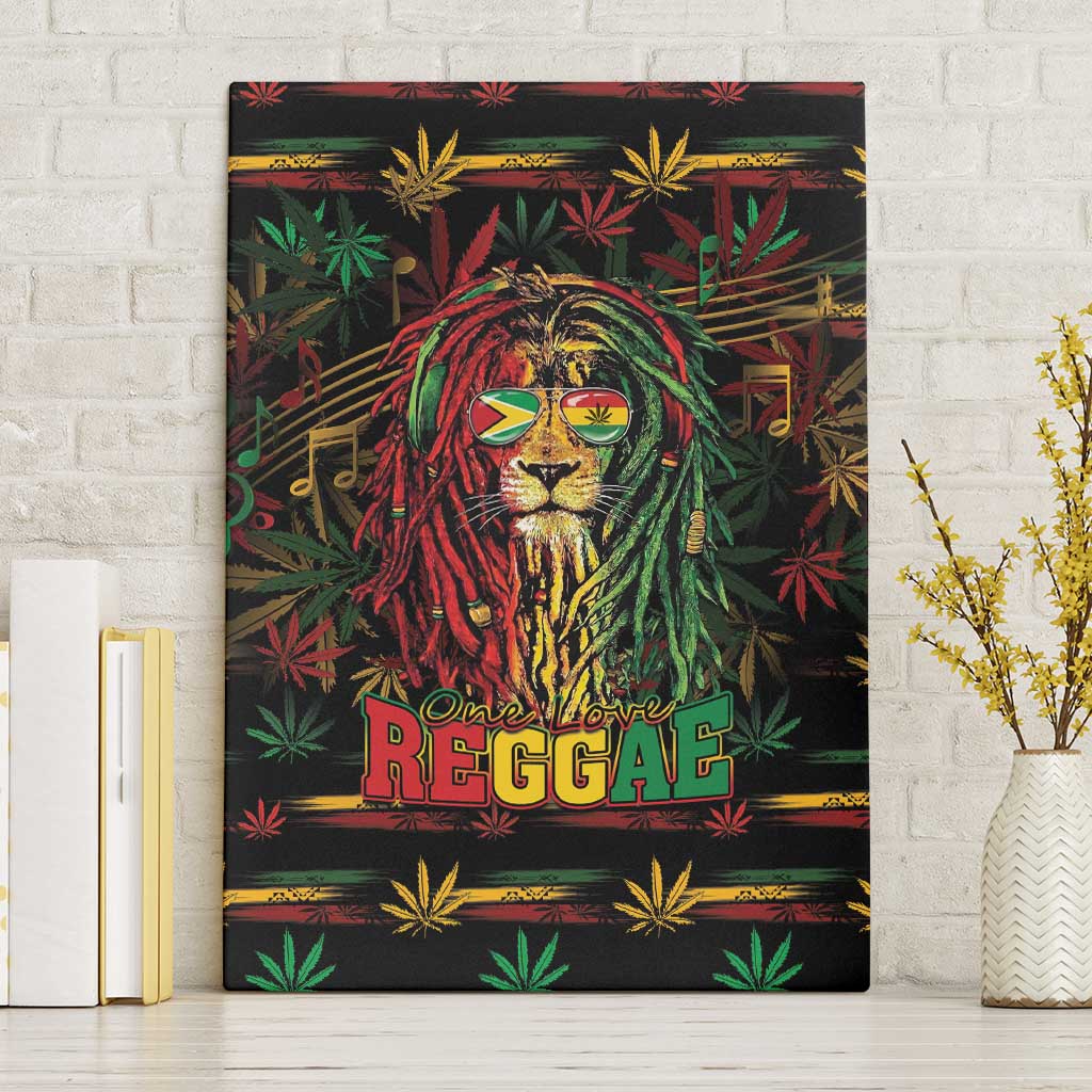 Guyana One Love Reggae Lion Canvas Wall Art Caribbean Reggae Spirit
