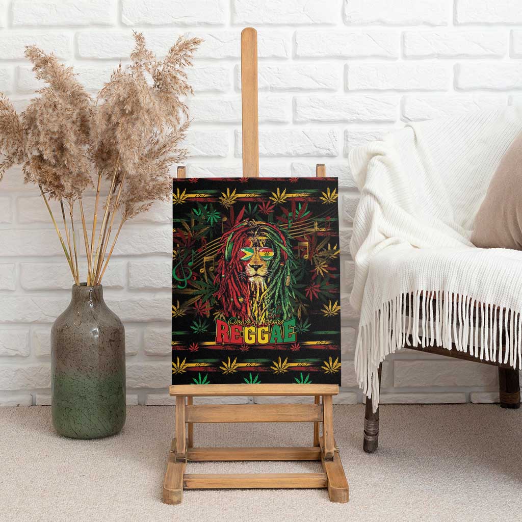 Guyana One Love Reggae Lion Canvas Wall Art Caribbean Reggae Spirit