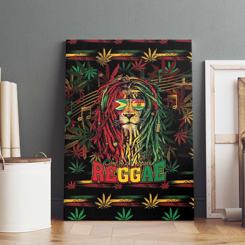 Guyana One Love Reggae Lion Canvas Wall Art Caribbean Reggae Spirit