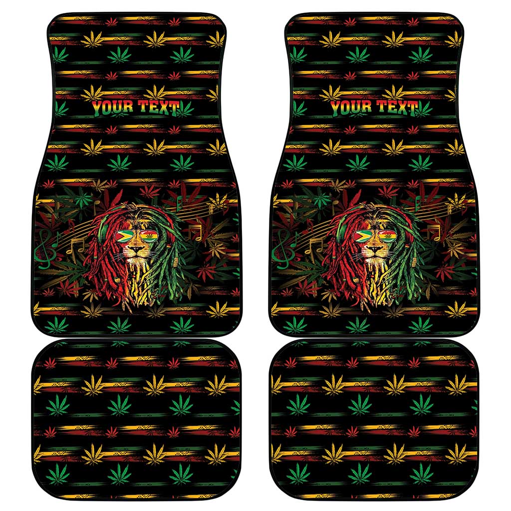 Personalized Guyana One Love Reggae Lion Car Mats Caribbean Reggae Spirit