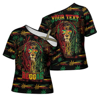 Personalized Guyana One Love Reggae Lion Cross Shoulder Shirt Caribbean Reggae Spirit