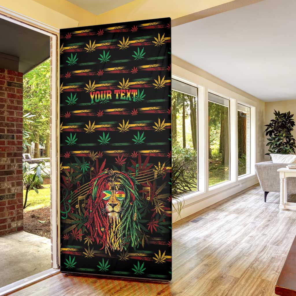 Personalized Guyana One Love Reggae Lion Door Cover Caribbean Reggae Spirit