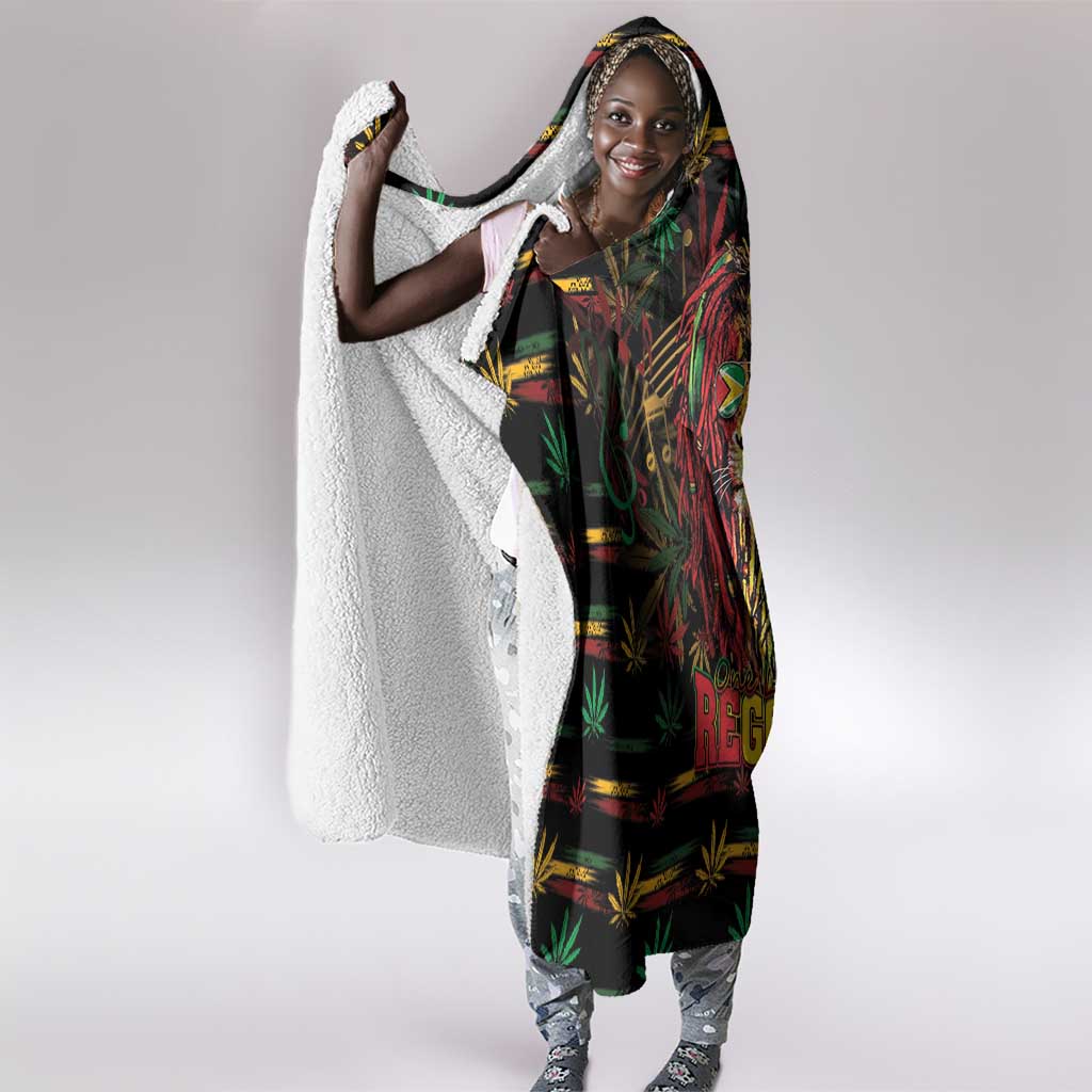 Guyana One Love Reggae Lion Hooded Blanket Caribbean Reggae Spirit