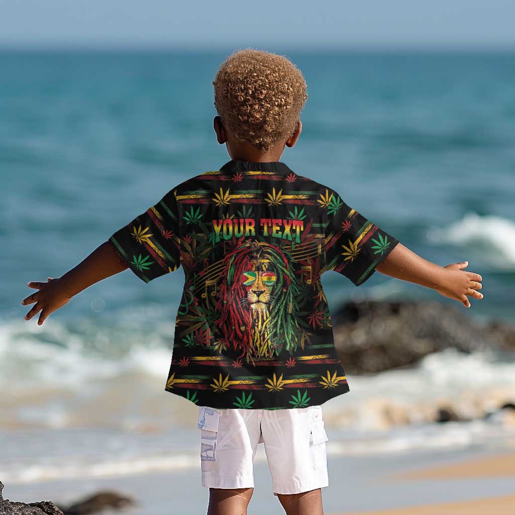 Personalized Guyana One Love Reggae Lion Kid Hawaiian Shirt Caribbean Reggae Spirit