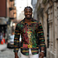 Personalized Guyana One Love Reggae Lion Long Sleeve Button Shirt Caribbean Reggae Spirit
