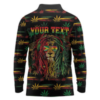 Personalized Guyana One Love Reggae Lion Long Sleeve Polo Shirt Caribbean Reggae Spirit