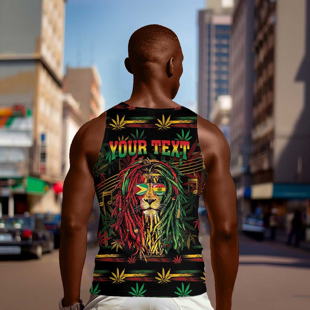 Personalized Guyana One Love Reggae Lion Men Tank Top Caribbean Reggae Spirit