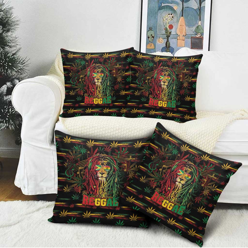 Guyana One Love Reggae Lion Pillow Cover Caribbean Reggae Spirit
