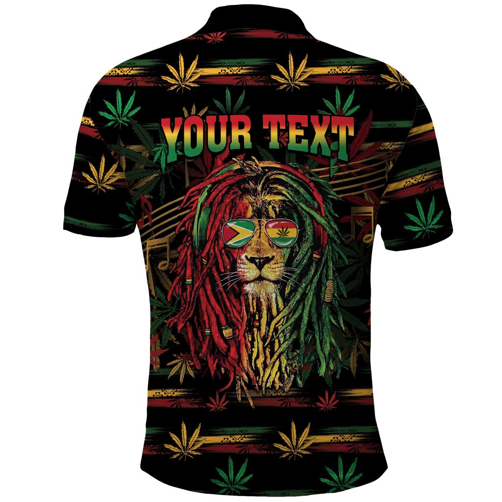 Personalized Guyana One Love Reggae Lion Polo Shirt Caribbean Reggae Spirit