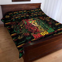 Guyana One Love Reggae Lion Quilt Bed Set Caribbean Reggae Spirit
