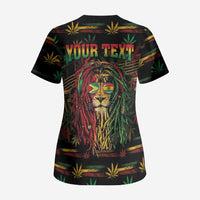 Personalized Guyana One Love Reggae Lion Scrub Top Caribbean Reggae Spirit