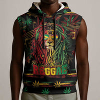 Personalized Guyana One Love Reggae Lion Sleeveless Hoodie Caribbean Reggae Spirit