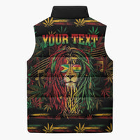 Personalized Guyana One Love Reggae Lion Sleeveless Puffer Jacket Caribbean Reggae Spirit