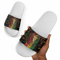Guyana One Love Reggae Lion Slide Sandals Caribbean Reggae Spirit