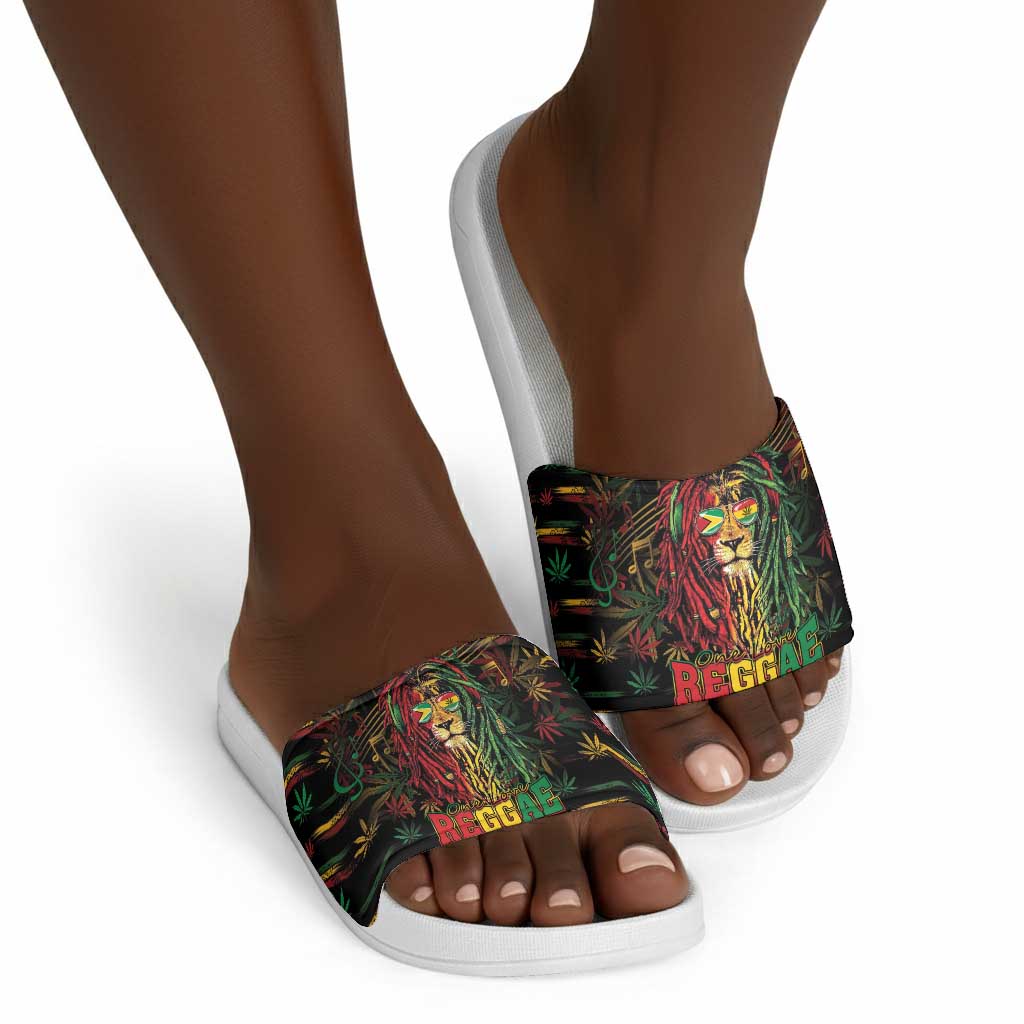 Guyana One Love Reggae Lion Slide Sandals Caribbean Reggae Spirit