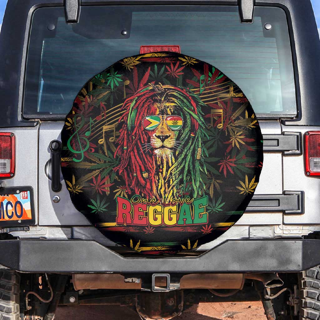 Guyana One Love Reggae Lion Spare Tire Cover Caribbean Reggae Spirit