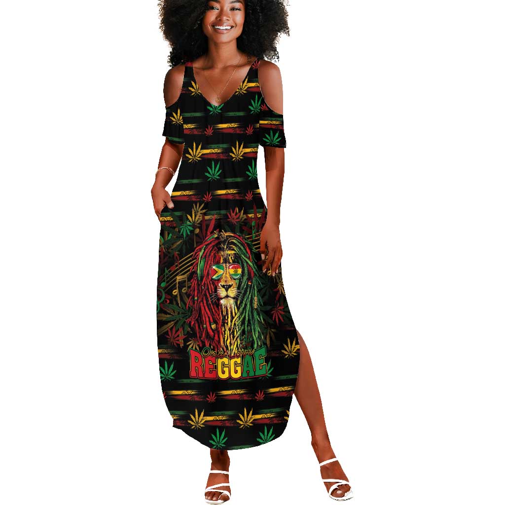 Personalized Guyana One Love Reggae Lion Summer Maxi Dress Caribbean Reggae Spirit
