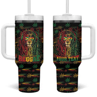 Personalized Guyana One Love Reggae Lion Tumbler With Handle Caribbean Reggae Spirit