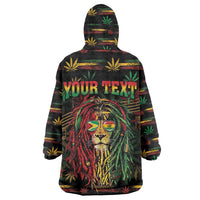 Personalized Guyana One Love Reggae Lion Wearable Blanket Hoodie Caribbean Reggae Spirit