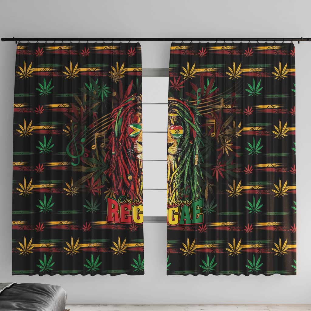 Guyana One Love Reggae Lion Window Curtain Caribbean Reggae Spirit