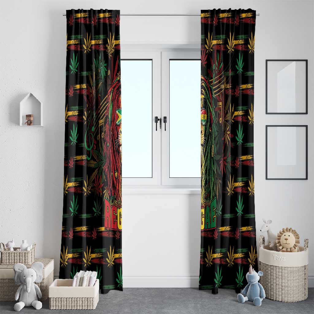 Guyana One Love Reggae Lion Window Curtain Caribbean Reggae Spirit