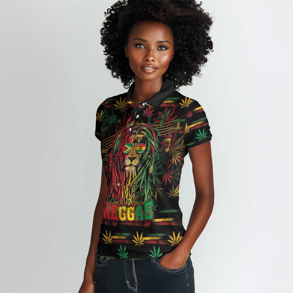 Personalized Guyana One Love Reggae Lion Women Polo Shirt Caribbean Reggae Spirit