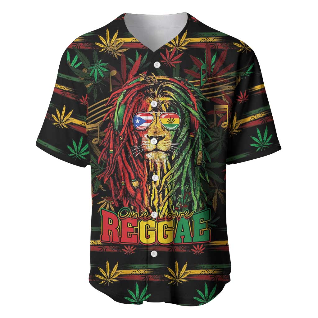 Personalized Puerto Rico One Love Reggae Lion Baseball Jersey Caribbean Reggae Spirit
