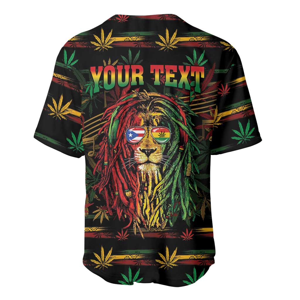 Personalized Puerto Rico One Love Reggae Lion Baseball Jersey Caribbean Reggae Spirit
