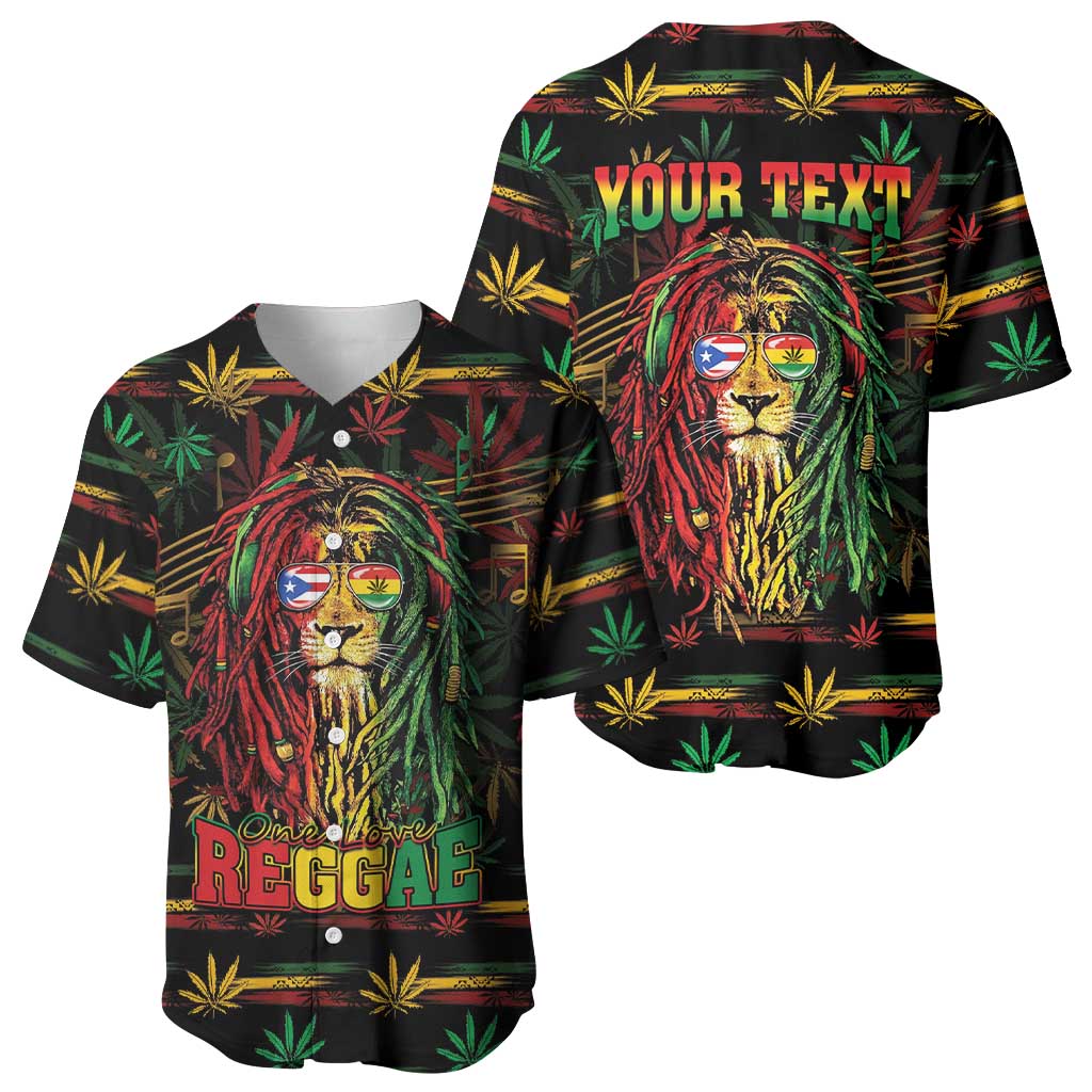 Personalized Puerto Rico One Love Reggae Lion Baseball Jersey Caribbean Reggae Spirit