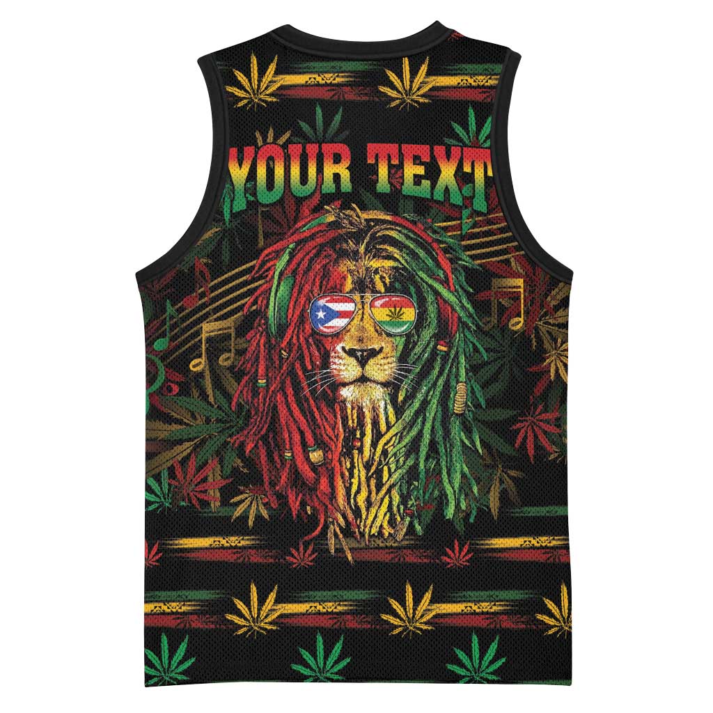 Personalized Puerto Rico One Love Reggae Lion Basketball Jersey Caribbean Reggae Spirit