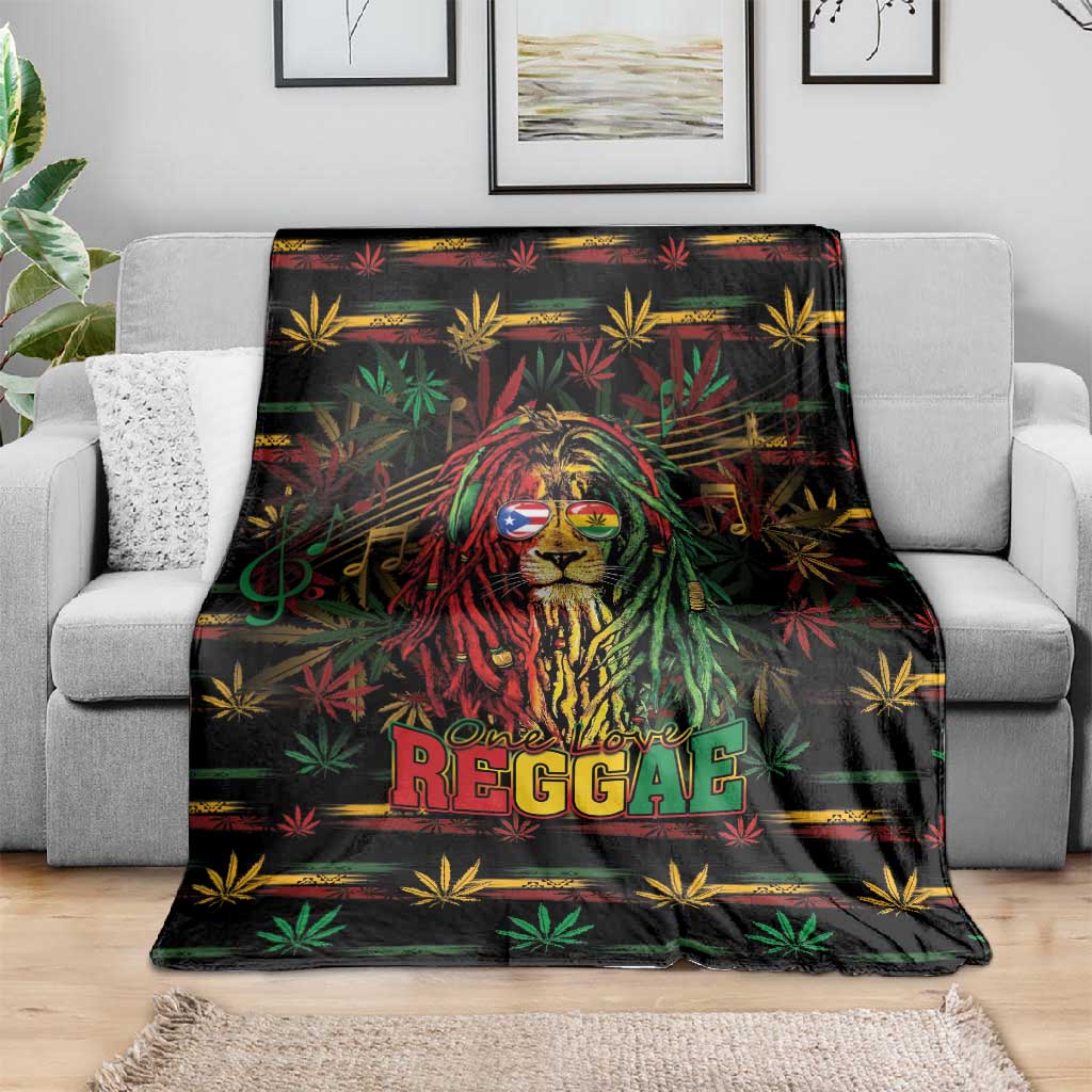 Puerto Rico One Love Reggae Lion Blanket Caribbean Reggae Spirit