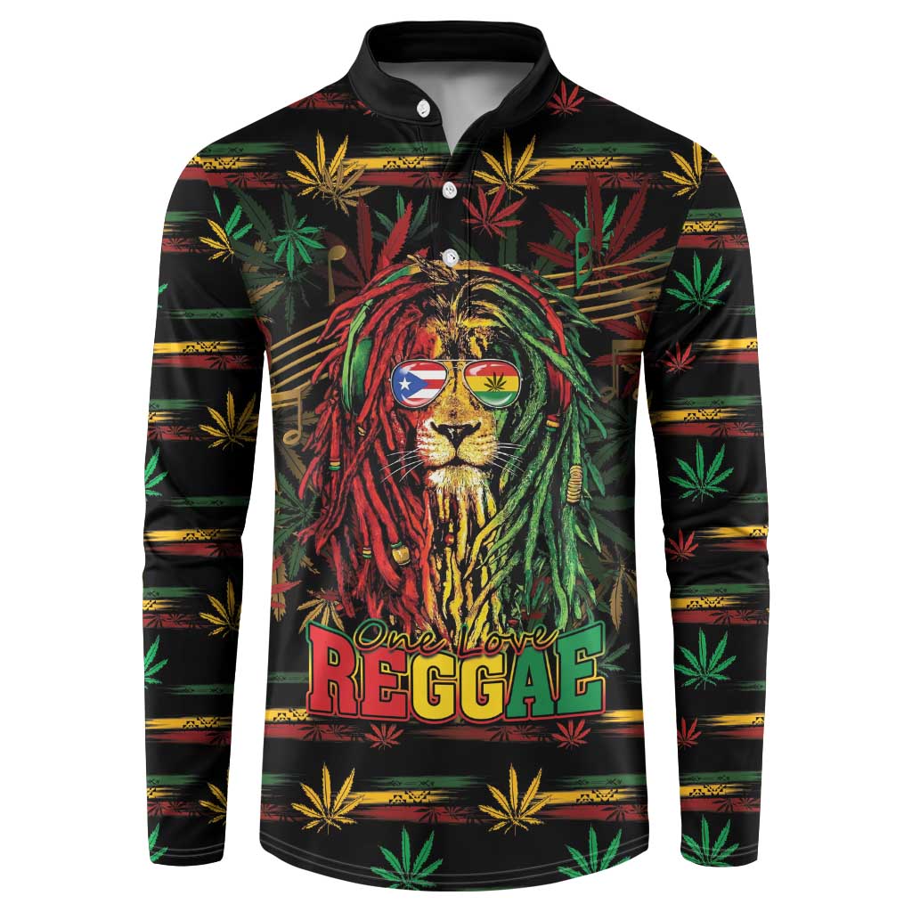 Personalized Puerto Rico One Love Reggae Lion Button Sweatshirt Caribbean Reggae Spirit