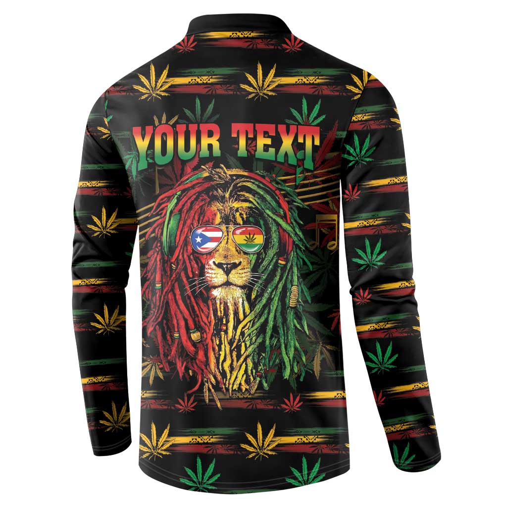 Personalized Puerto Rico One Love Reggae Lion Button Sweatshirt Caribbean Reggae Spirit