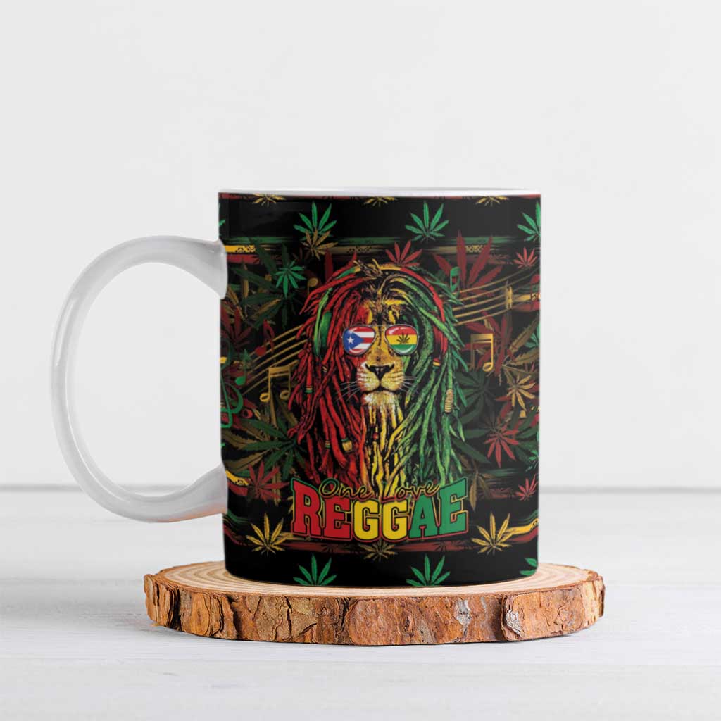 Personalized Puerto Rico One Love Reggae Lion Ceramic Mug Caribbean Reggae Spirit